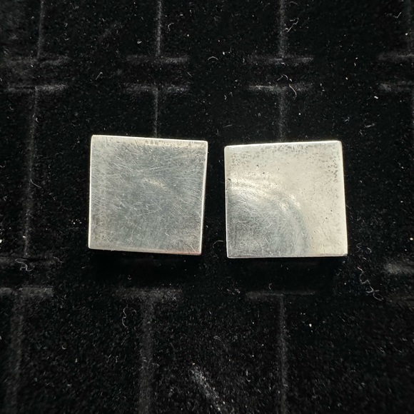 Vintage Taxco Earrings Sterling Silver 925 TS-22 Squared Mexico Post Stud 9.5g - Picture 8 of 12